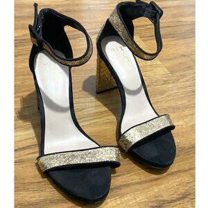 Mix No. 6 Gold sparkly and black block heels